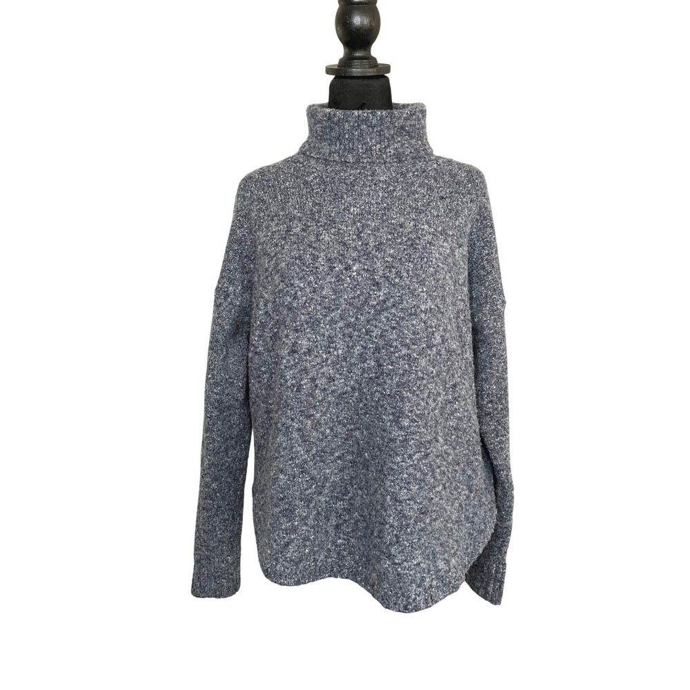 French Connection‎ Long Sleeve Turtleneck Wool Blend Blue Gray Sweater Medium